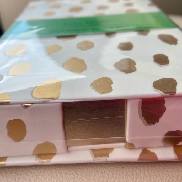 NWT! Set of kate spade note pad holder + pen 250 notes w/ gold gilded edge WHITE - Picture 5 of 16
